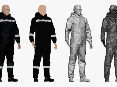 001157 engineering suit black white Low-poly 3D model