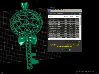 Luxury Diamond Key Pendant 3d Printable Model 3D print model