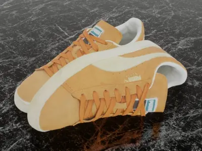 PUMA 3D SHOES - ORANGE - SUEDE  Low-poly 3D model