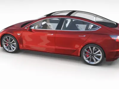 Tesla Model 3 with interior and chassis Pack 3D model
