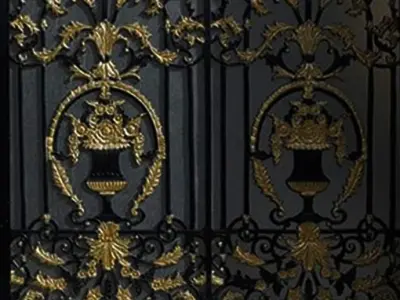 Door art carved relief for steel metal gates 3D model