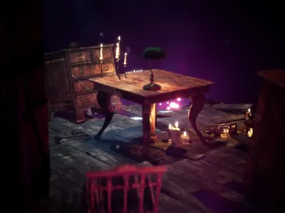 Antique Furniture Environment  35 Assets Low-poly 3D model