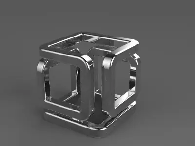 The Cube orange glass vase with square shape Free 3D model