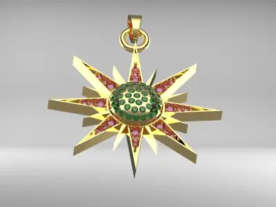 Luxury Pendant with Green tsavorite and Yellow Sapphire  3D print model