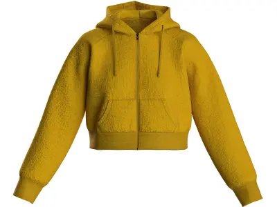 Female raglan crop hoodie 3D model