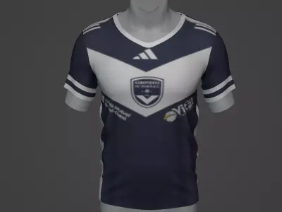 Bordeaux Football Jersey T-Shirt - Soccer Kit Low-poly 3D model
