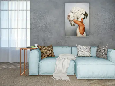 Interior living scene Low-poly 3D model