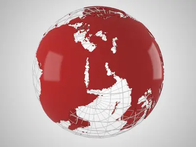 Globe News Skeleton Dark Red 3D model