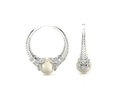 Earrings-0624 rose gold and diamond hoop earring 3D print model