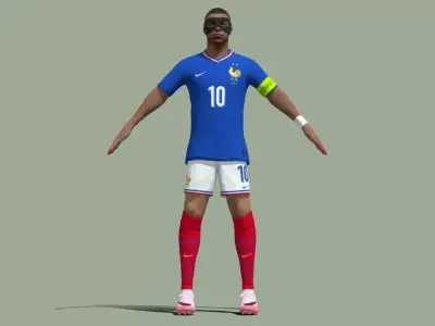 T-Pose Rigged Mbappe France Euro 2024 3D model