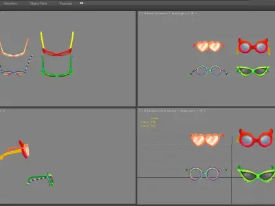 Cartoon glasses for ladies Low-poly 3D model