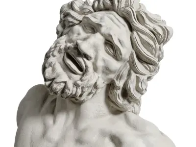 Laocoon bust sculpture Low-poly 3D model