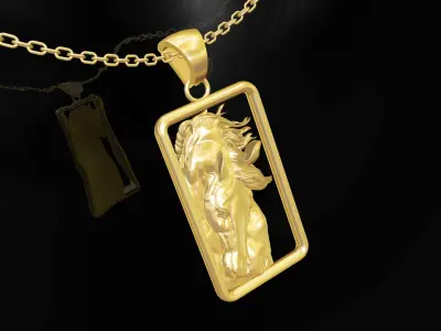 Horse Head gold pendant jewelry 3D print model