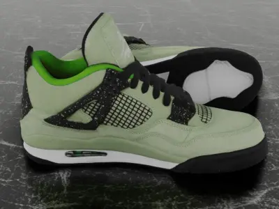 JORDAN 4 RETRO TRAVIS SCOTT 3D SHOES - GREEN Low-poly 3D model