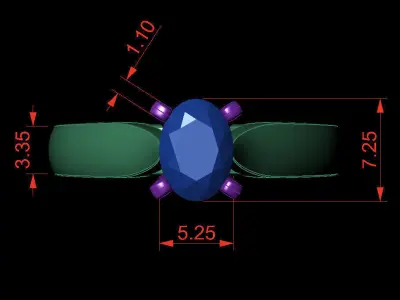 Oval 0-75-CT Quarter Round Profile Shank Width 2-90mm 3D print model