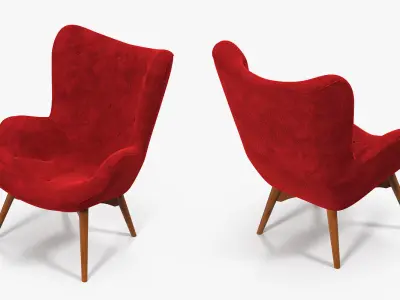 Red Velvet Lounge Chair 3D model