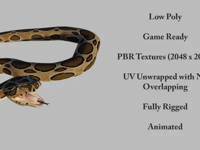 Russel Viper - Low Poly - Game Ready - Rigged Low-poly 3D model