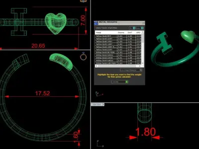 Alphabet Jewelry with Heart Ring  I 3D print model
