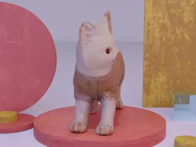 Cat statuette 01 Low-poly 3D model