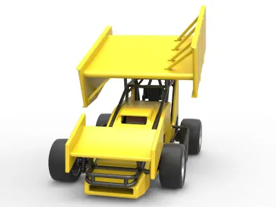 Pavement Winged Sprint car Scale 1 to 25 3D print model