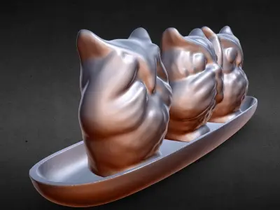 3 owl see hear say no evil 3D print model