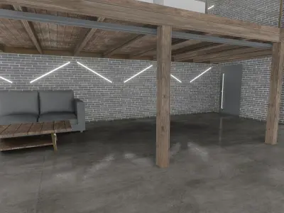 Loft Interior garage 3D model
