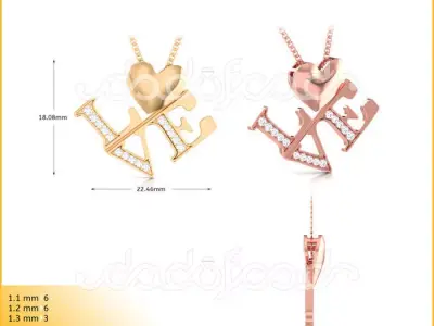 light weight yellow gold  diamond pendent -DOC-P8218 3D print model