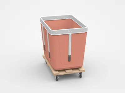 Industrial Container On Pallet With Wheels 3D model