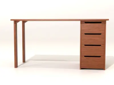 wooden - office - computer - setup desk Low-poly 3D model