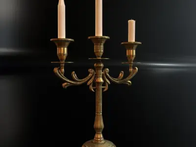 Candle holder and candles Low-poly 3D model