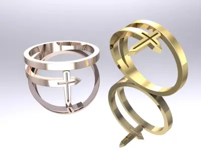 Solitaire Cross Ring 3D Model 3D print model