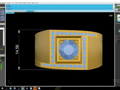 Modern Square Gemstone Ring for Men 2928 3D print model