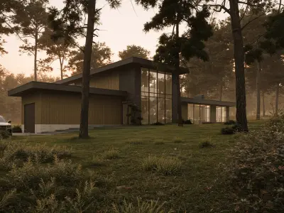 Modern house in the woods 3D model