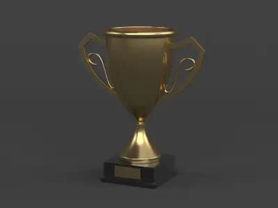 Gold Trophy Cups 3D model 11