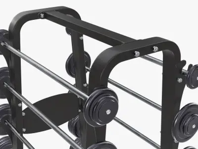 Barbells on rack set 01 3D model