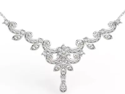 Dazzling Beaded Floral Necklace 3D print model