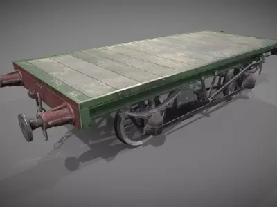 Flatbed Wagon Low-poly 3D model