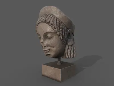 Head of a Greek Kore  Low-poly 3D model