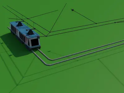 Trams train Low-poly 3D model
