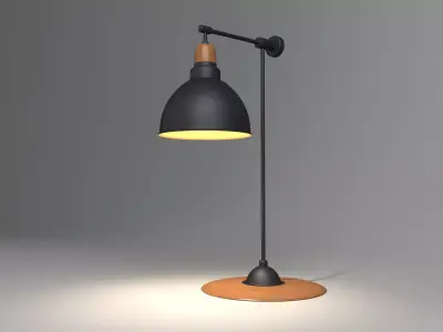 Anthracite Table Lamp With Wooden Detail 3D model
