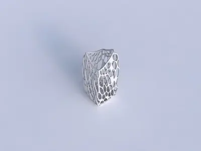 Vase double arc rectangle with twisted organic lattice 3D print model