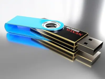 Usb stick with and without Texts and Low Poly Low-poly 3D model