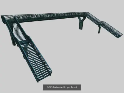 Scifi Pedestrian Bridge Collection 3D Model Pack