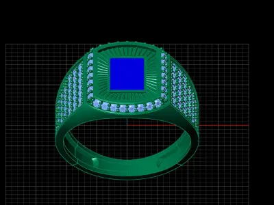 Print Ready STL 3DM  Gents Rings Diamond Men Ring  3D print model 19