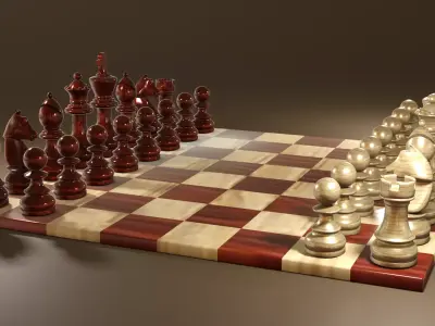 Chess Set Classic Low-poly 3D model