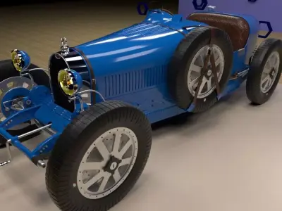 Bugatti Type 35 and 35A with engine 3D model