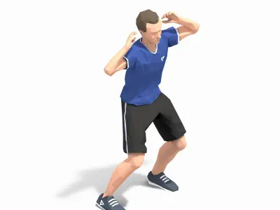 sqaat cross elbow Exercise Man Animation Low-poly 3D model