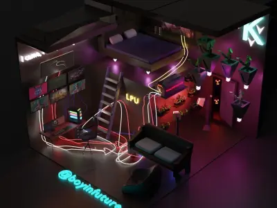 3D Sci-Fi Room  Free low-poly 3D model