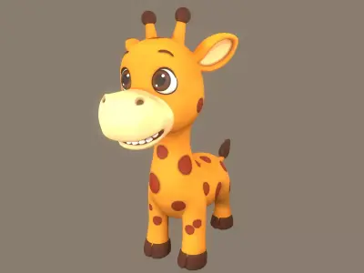 Rigged Cute Playful Brown Giraffe  Low-poly 3D model