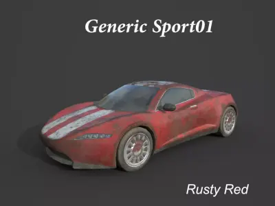 Generic Sport Car 01 Rusty Red  Low-poly 3D model